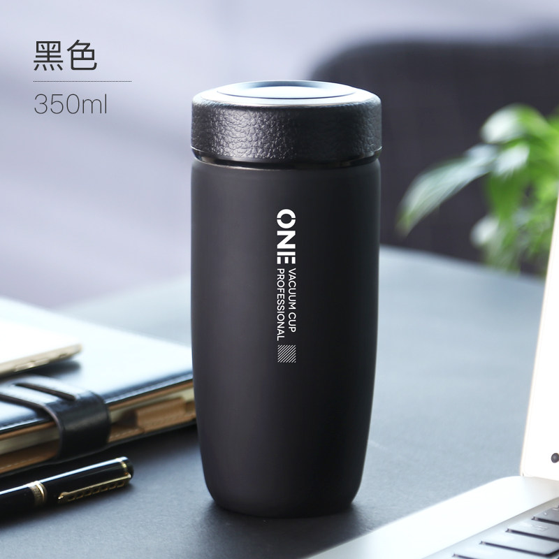 男士宽口泡茶水杯不锈钢保温茶叶杯子简约小巧便携车载防摔男 三维工匠 钢本色