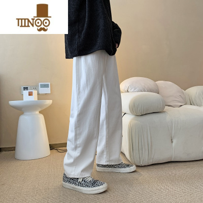 YANXU潮牌百搭牛仔裤男宽松复古春季直筒裤长裤韩版潮流ins休闲九分裤