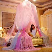 美帮汇双层公主床幔三开吊顶圆顶双人家用1.5/1.8/2m米床落地蚊帐