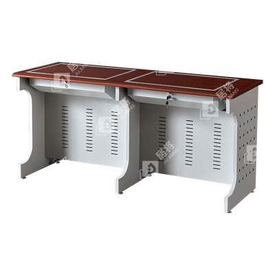 居将 JJ4012414 隐藏式翻转电脑桌培训桌教室机房多媒体学习桌办公桌B款双人位