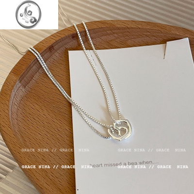 JiMi积攒浪漫~银欲风爱心项链女ins小众轻奢高级感锁骨链2023新款