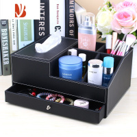三维工匠涵养 创意多纸巾化妆品收纳盒 客厅卧室护肤品盒 欧式抽纸盒 简约雅黑[A-Q01]