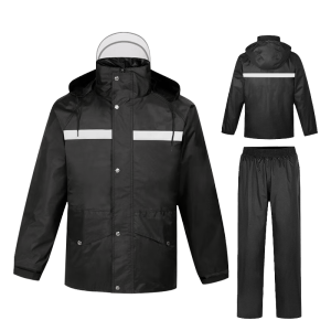 慎固分体雨衣套装 反光警示雨衣雨裤制式双层加厚户外骑行可定制 牛津雨衣[带帽檐