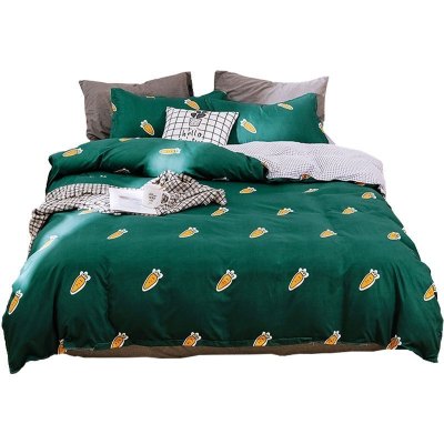 美帮汇寝室三件套单人床女生大学宿舍 风被套胡萝卜床单四件套男