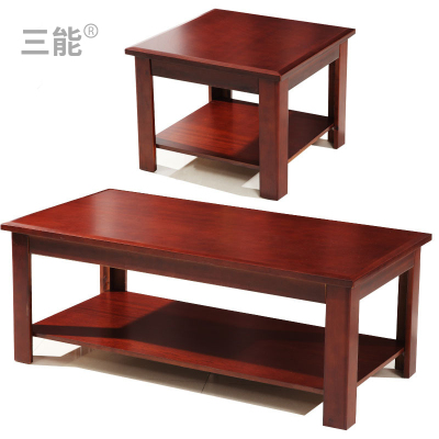 三能 办公家具简约现代茶几办公室实木贴皮双层茶几实木贴皮茶桌长方形接待茶几