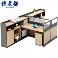 豫龙都 屏风办公桌 双人含柜 套