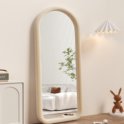  古达全身镜网红落地镜奶油ins风试衣穿衣镜法式家用女生卧室异形镜子