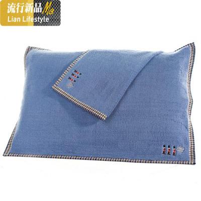 。枕巾毛巾式棉纱布一对情侣欧式棉单家用简约 三维工匠