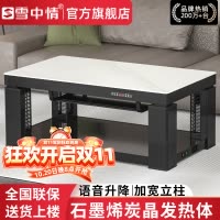 雪中情取暖桌电暖桌电暖炉烤火炉家用多功能升降茶几烤火桌电烤炉茶几一体电烤桌长方形家用客厅电炉Q25雪山银狐1.6米