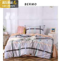 棉简约格子四件套床单四件套北欧风被套三件套床上用品套件夏季 三维工匠