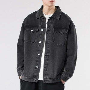 春秋季新款复古牛仔外套男机车翻领男士夹克水洗高档牛仔衣男