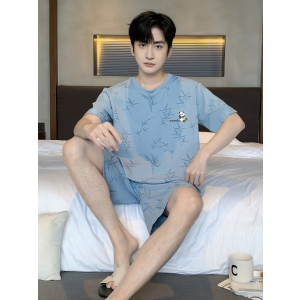 睡衣男款夏季纯棉薄款短袖短裤套装男士卡通休闲大码可外穿家居服