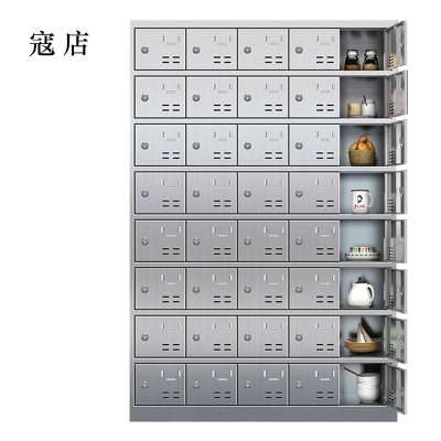 寇店201不锈钢食堂带锁餐具柜40门碗柜餐盘柜钥匙锁1800*1200*300