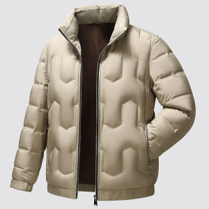 冬装男式轻薄款立领羽绒服外套中青年时尚简约菱形防寒羽绒服男款