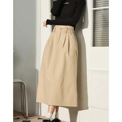 [3件8.5折93.4元,叠加优惠券]唐狮春季新款工装半身裙中长款a字裙设计感高腰显瘦百搭日系B