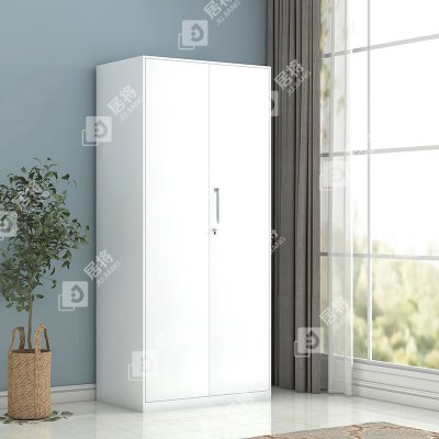 居将 阳台柜单门衣柜钢制储物柜铁皮柜 白色双门衣柜900mm宽