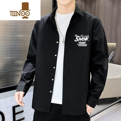 YANXU长袖衬衫男士日系潮牌痞帅休闲衬衣青少年高中学生潮流外套