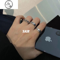 JiMi复古ins做旧罗马数字戒指女三件套小众设计冷淡风学生食指戒尾戒