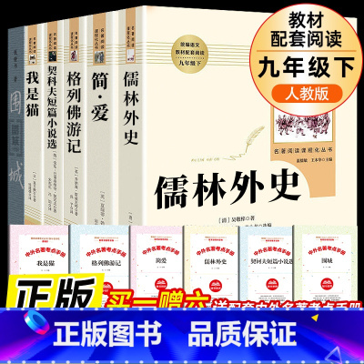 全套6册-九年级下册必读名著(学校推荐版全册) [正版]儒林外史简爱书籍原著人民教育出版社 简爱和儒林外史九年级下册语文