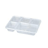 TTYOOP SJ-W1500 一次性五格加厚餐盒带盖 1500ml/只 150只/箱(计价单位:箱) 透明色