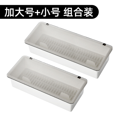 筷子笼带盖置物架家用筷子篓筷筒厨房沥水放筷勺子餐具防尘收纳盒 敬平 加大号+中号组合装筷笼
