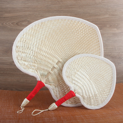 蒲扇子夏季扇女手工编织扇折扇手摇闪电客扇宝宝纳凉扇子棕叶大蒲扇白色包边亲子装（2把）