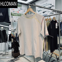 HLCOMAN棉感索o那男女同款明线撞色户外山系宽松圆领短袖吸湿速干T恤