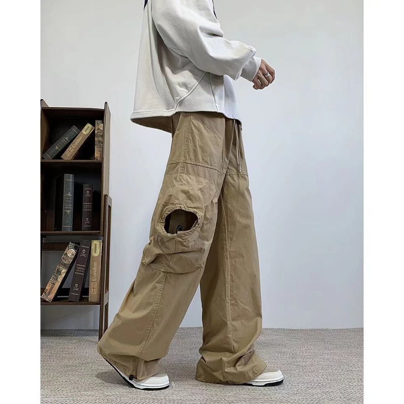 小众蜂窝口袋工装裤男春秋季美式复古潮牌设计感宽松休闲