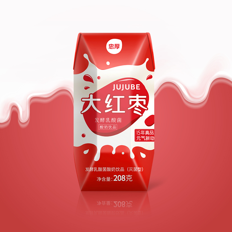 忠厚大红枣发酵乳酸菌酸奶饮品208克x12盒