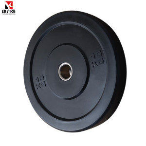 康力强黑色全胶杠铃片 高弹足重标准颜色举重片加厚钢圈竞技片