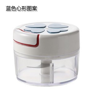 多功能小型蒜泥器家用厨房迷你姜蒜蓉头大蒜拉蒜搅碎机捣蒜器 敬平 蓝色心形图案碎物器研磨碗(碎物器)