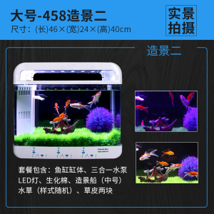 鱼缸水族箱小型玻璃鱼缸迷你生态桌面中型创意客厅方形热带金鱼缸