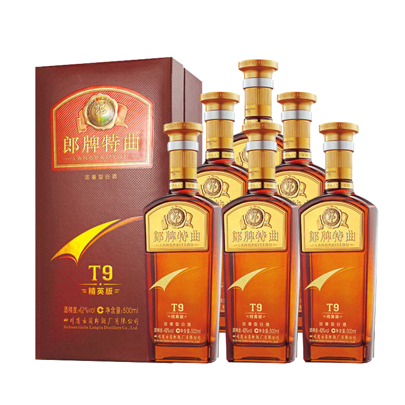 郎酒 郎牌特曲 t9 精英版 42度 500ml*6瓶 整箱装 浓香型白酒