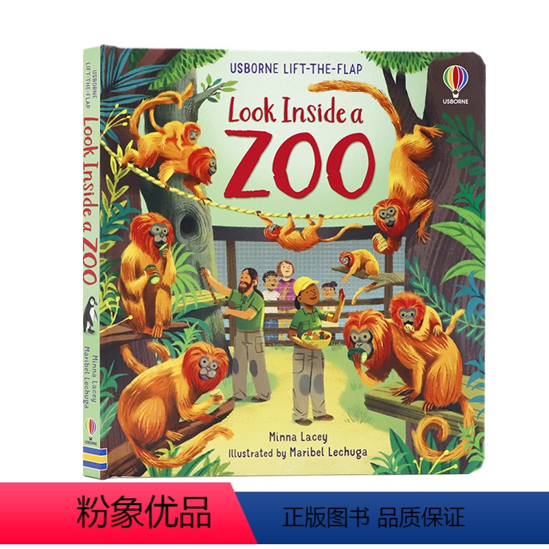 [正版]Usborne偷偷看里面系列动物园英文原版绘本 Look Inside a Zoo 儿童启蒙纸板机关翻翻书 2