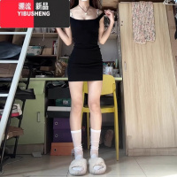YIBUSHENG黑色无袖背心吊带连衣裙子女季2024新款法式赫本风紧身包臀短裙