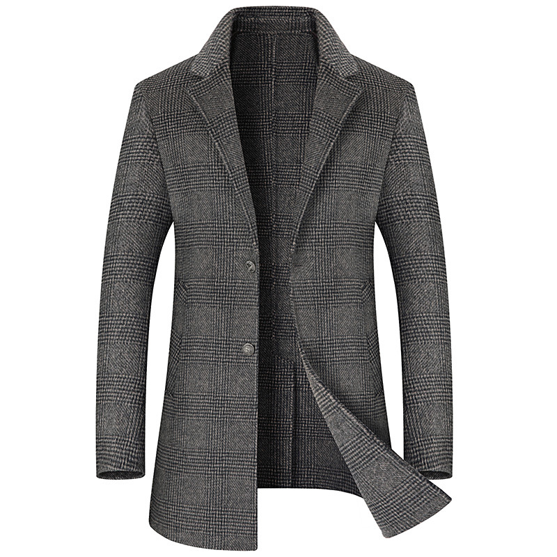 手工缝制秋冬新款阿尔巴卡双面呢大衣男士西装领羊毛大衣呢子外套