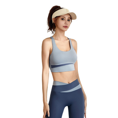 拼色运动套装女防震健身套装修身显瘦瑜伽服套装