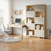 全友家居简约现代书桌书柜 北欧时尚书房木质组合家具 书房家具套装