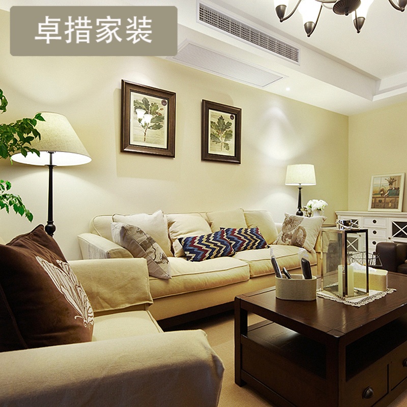 文艺米黄电视背景墙壁纸素色书房温馨餐厅纯色无纺布墙纸卧室客厅壹德