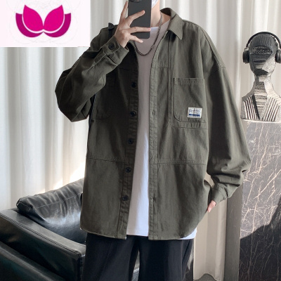七斓日系cityboy长袖衬衫男款工装夹克宽松大码美式上衣外套男