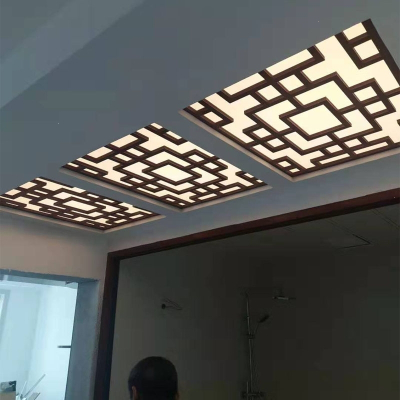 定制_新中式镂空吊顶雕花板阿斯卡利pvc花格客厅过道装饰板玄关隔断