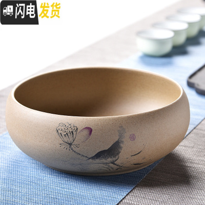 三维工匠水仙花盆陶瓷无孔铜钱碗莲睡莲水培绿萝容器大号玻璃多肉盆批发 粗陶茶洗-卧剥莲蓬 大花盆容器