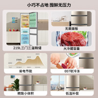海尔(Haier)219升三门冰箱2级能效 节能家用电冰箱三开门冷藏冷冻BCD-219LHC3E0YH