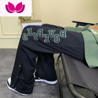 七斓美式复古hiphop男生裤子休闲宽松款排扣卫裤大码高街潮牌