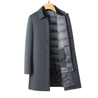 一衣三穿秋冬新款90白鸭绒长款羽绒服脱卸内胆羽绒大衣爸爸装外套