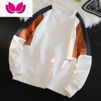 七斓卫衣男款宽松撞色圆领上衣学生圆领长袖t恤衣服内搭打底衫