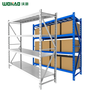 沃灏货物架仓储仓库货架置物架库房储物架器材展示架铁架钢架1米1.2米1.5米1.8米2米四层轻中重型货架(10件起发货)