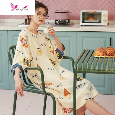 睡裙女夏季棉短袖韩版可爱甜美时尚薄款睡衣学生清新家居服FISHBASKET