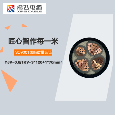 希飞牌 YJV-0.6/1KV-3*120+1*70mm² 铜芯低压电缆 元/米 联系客服 定制商品