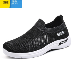 聚范鞋子男2024夏季新款单鞋飞织透气男鞋轻便潮流休闲一脚蹬运动鞋子